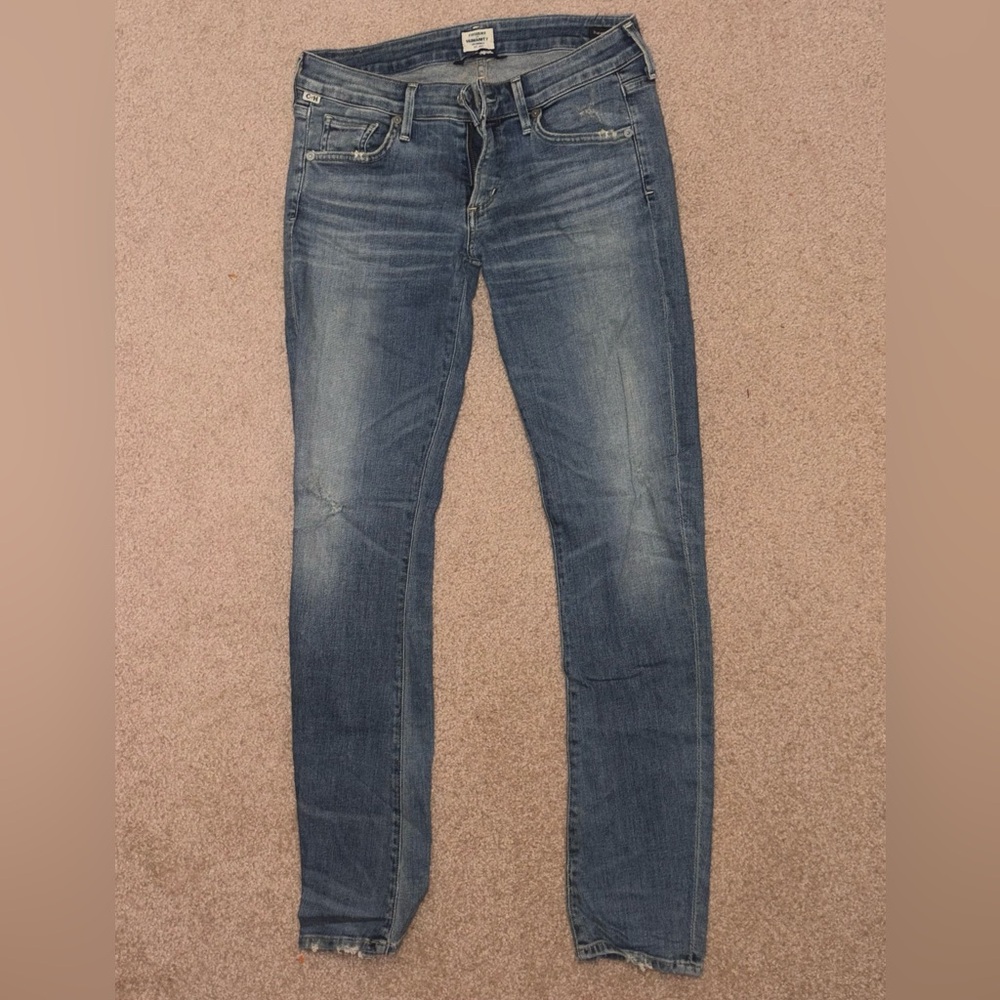 Citizens Of Humanity Low Rise Skinny Jeans in Washed Blue